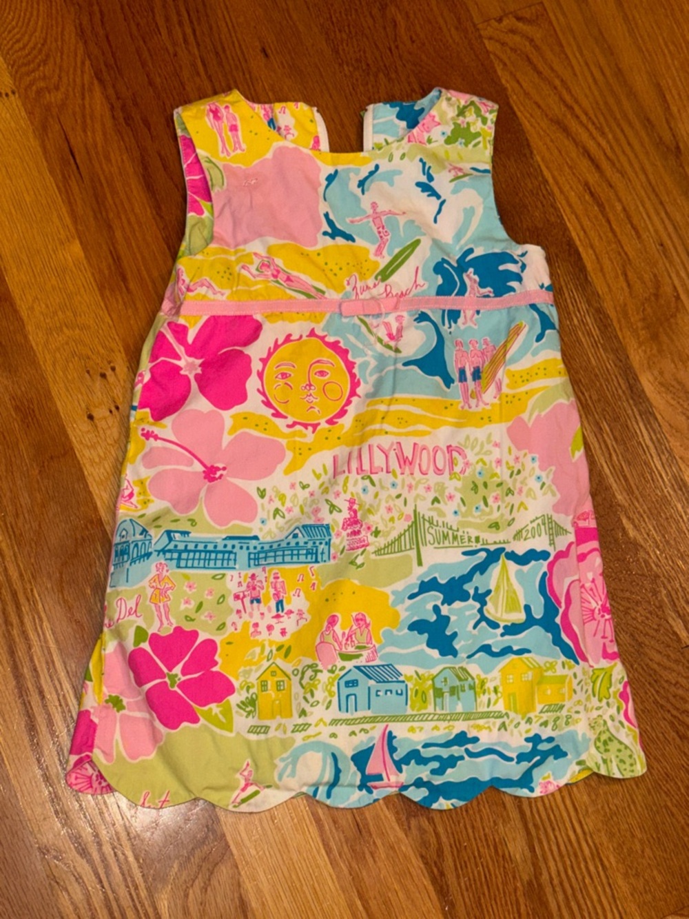 Lilly Pulitzer Girls Multicolor Scenic Print Sundress - Pink Blue Yellow